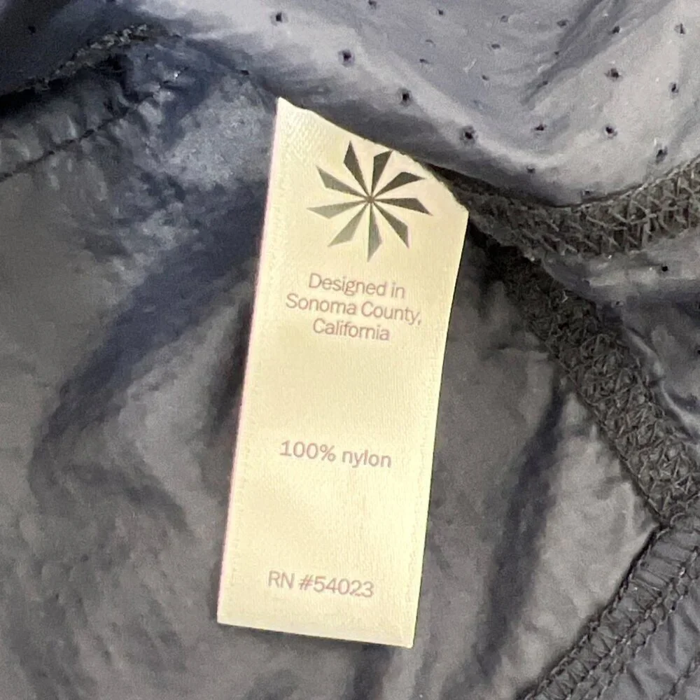 ATHLETA Lightweight Windbreaker Jacket Stowable Hood Navy XS EUC